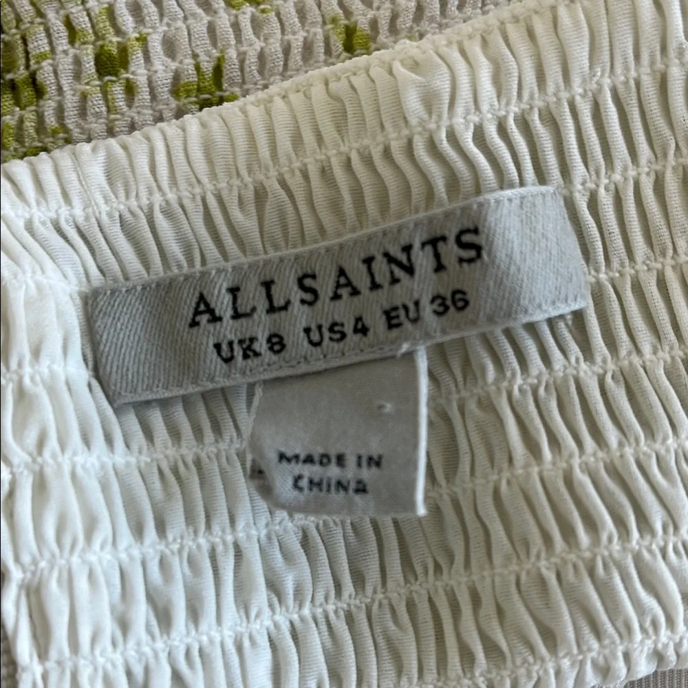 All Saints Green and White Fitted Crop Tank Top - Picture 4 of 4